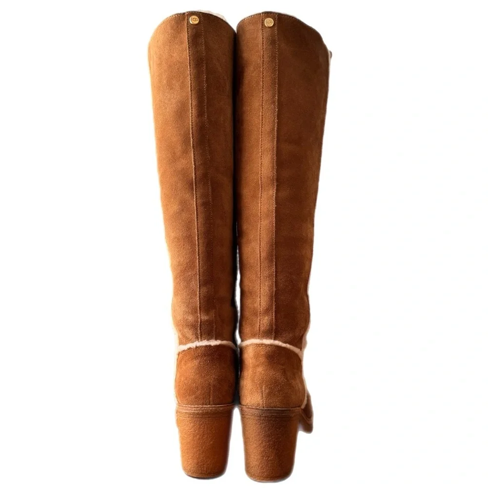 Ugg Kasen Chestnut Knee High Tall Heeled Boots Sz 8 block heel pull on - Picture 4 of 16